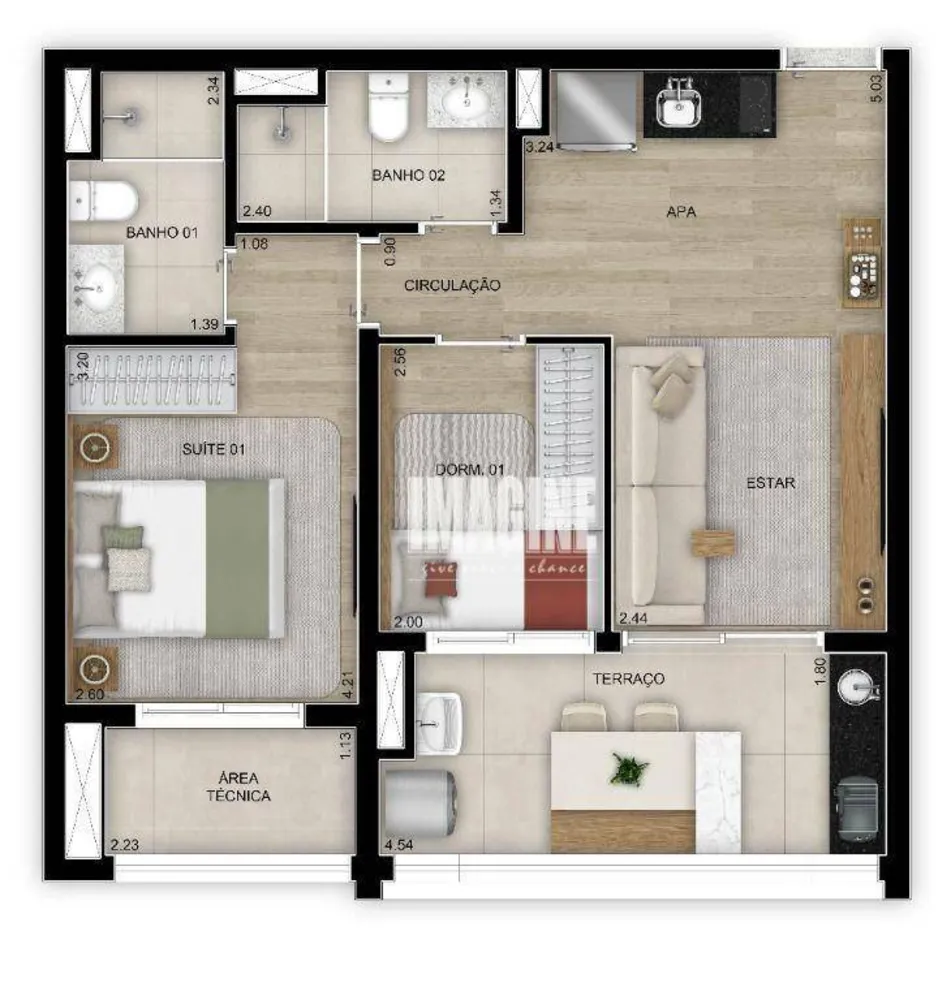 Apartamento, 2 quartos, 55 m² - Foto 2
