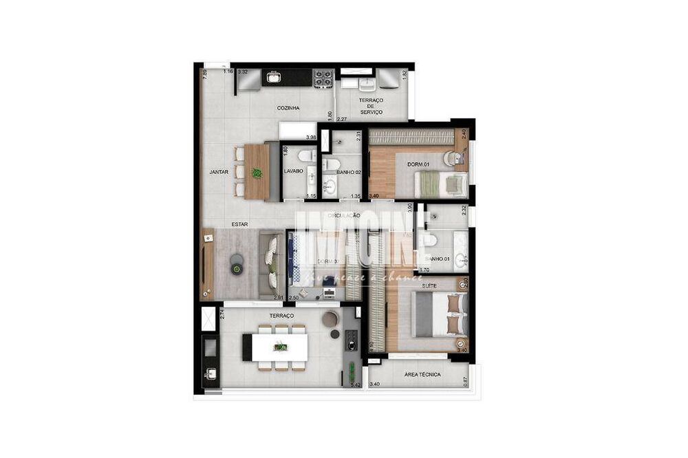Apartamento, 3 quartos, 100 m² - Foto 1