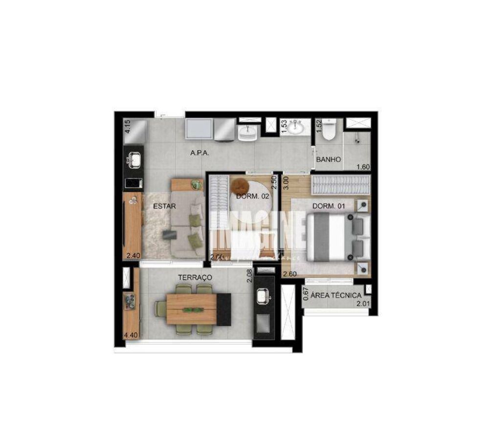 Apartamento, 2 quartos, 48 m² - Foto 1