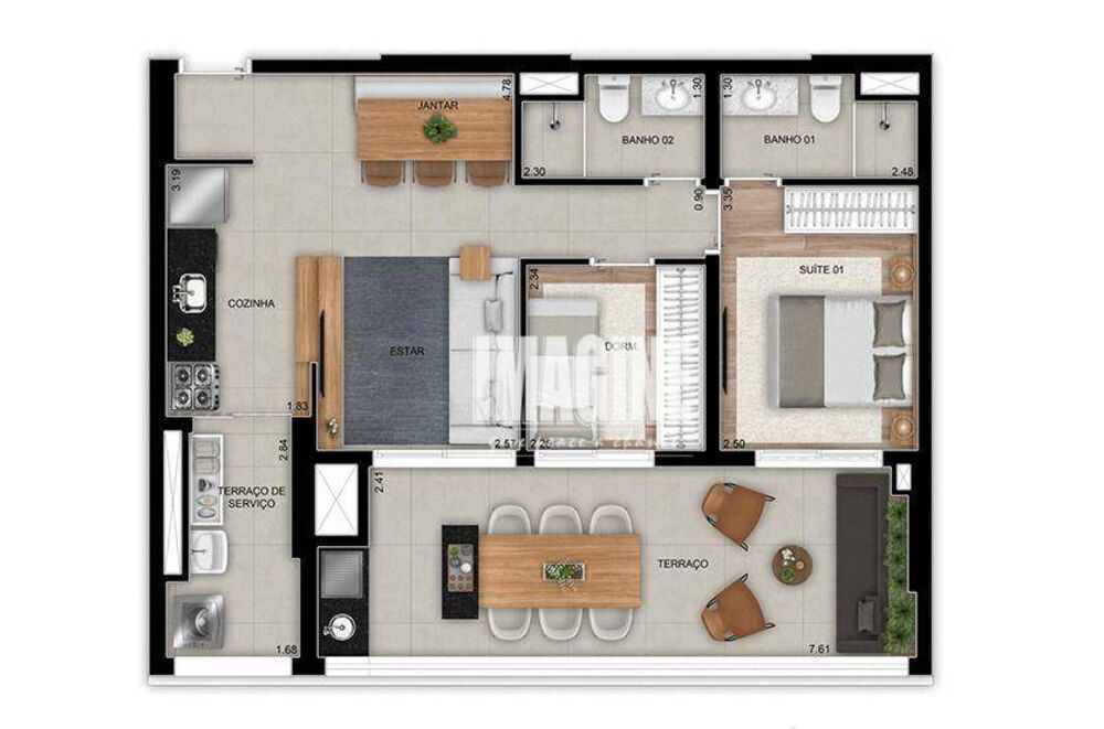 Apartamento à venda com 2 quartos, 76m² - Foto 2
