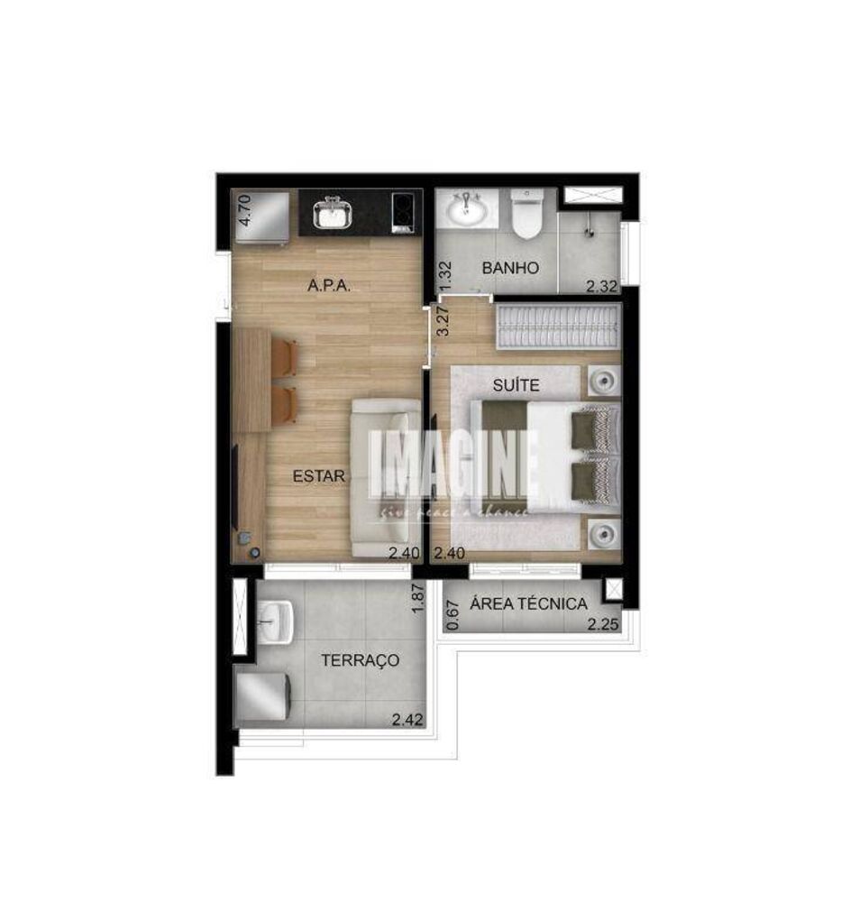 Apartamento, 1 quarto, 34 m² - Foto 2