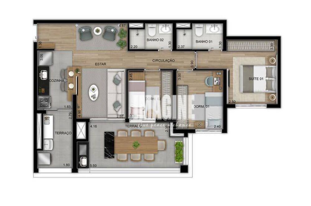 Apartamento à venda com 3 quartos, 84m² - Foto 2