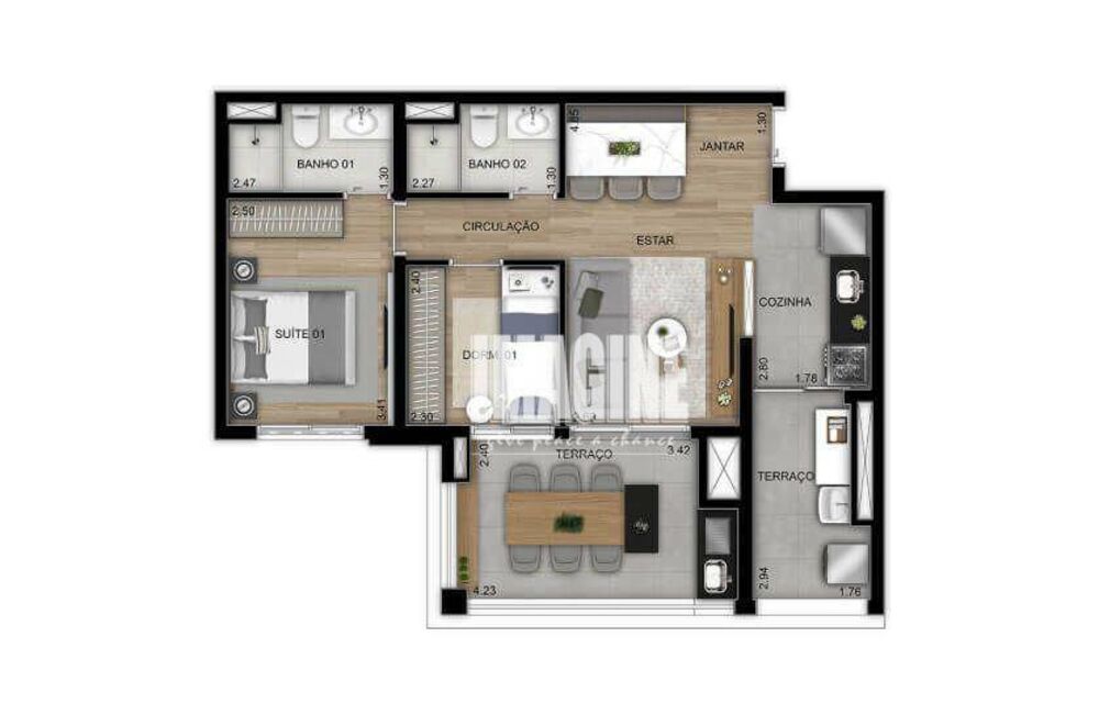 Apartamento à venda com 2 quartos, 67m² - Foto 2