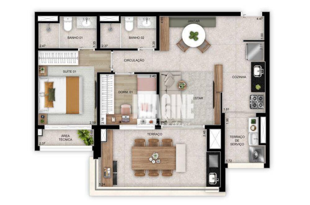 Apartamento, 2 quartos, 69 m² - Foto 2