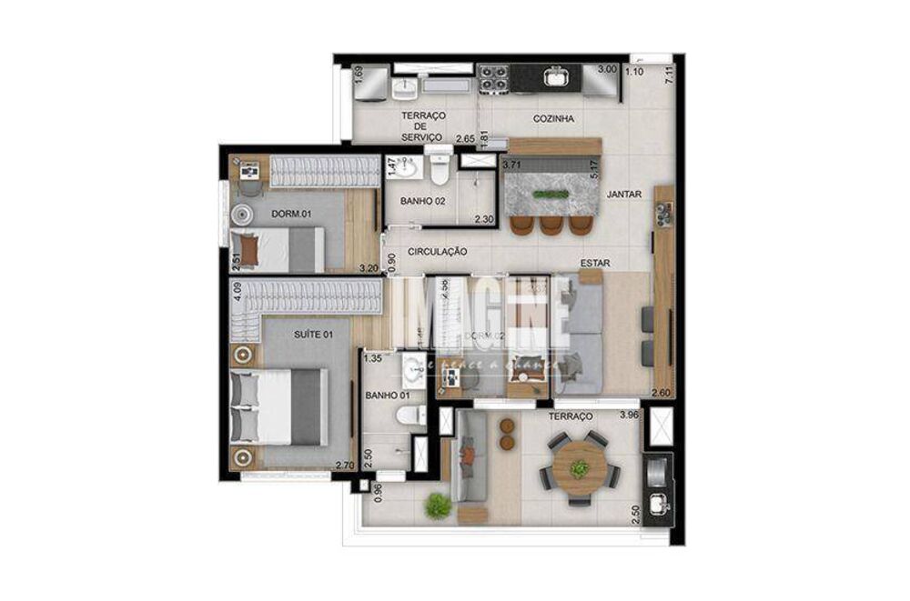 Apartamento, 3 quartos, 91 m² - Foto 1