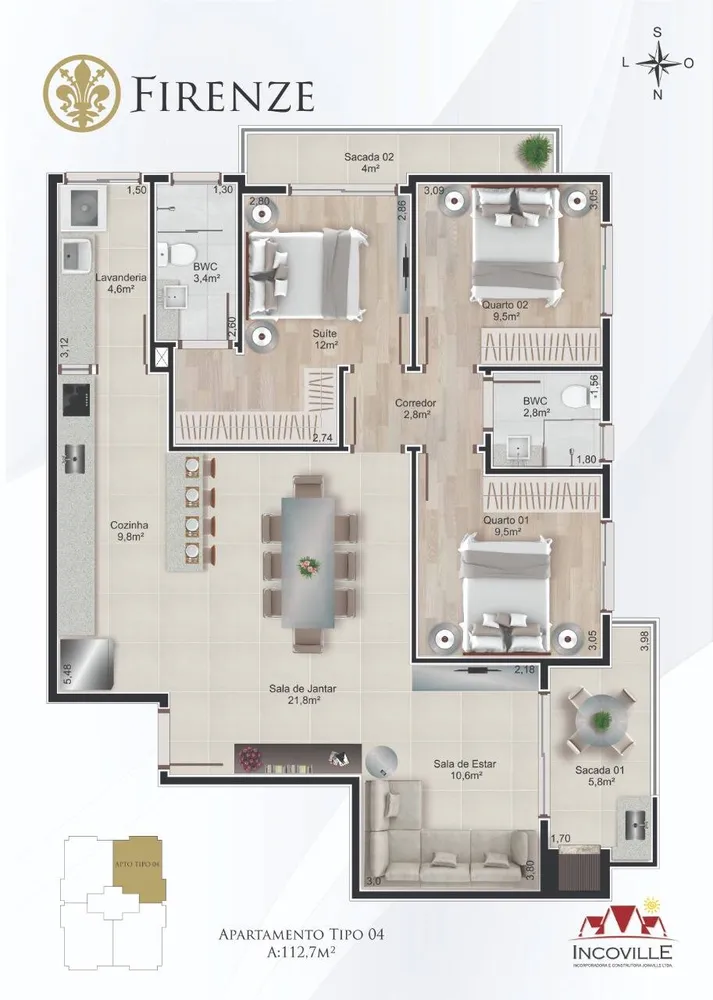 Flat/Apart Hotel, 3 quartos - Foto 3