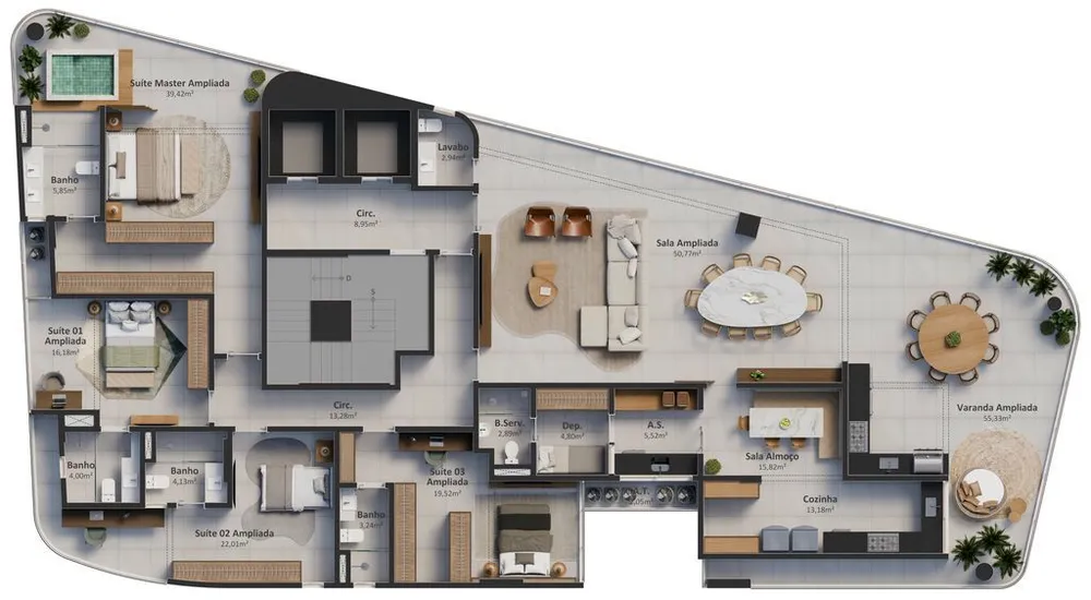 Apartamento, 3 quartos, 156 m² - Foto 2