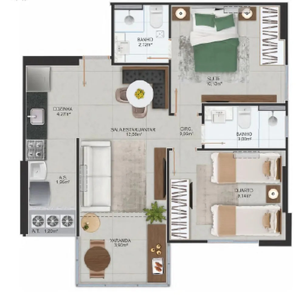 Apartamento, 2 quartos, 60 m² - Foto 3
