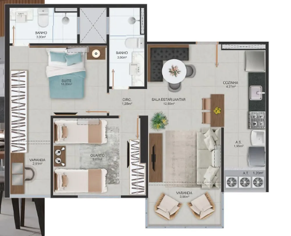 Apartamento, 2 quartos, 60 m² - Foto 1