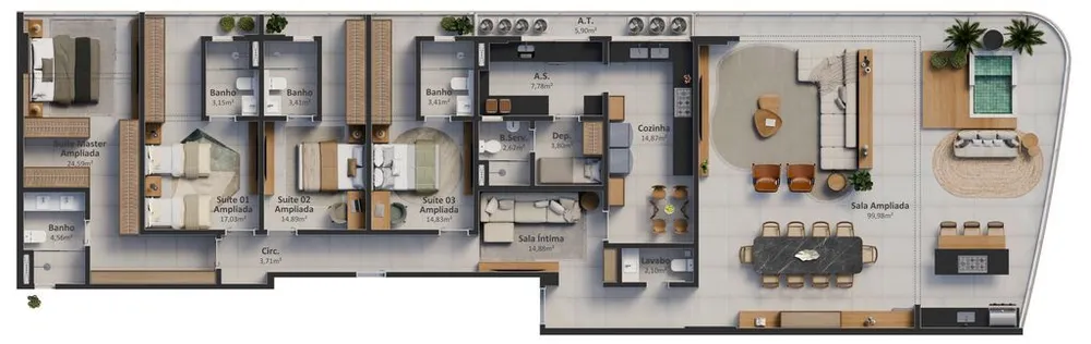 Apartamento, 4 quartos, 274 m² - Foto 3