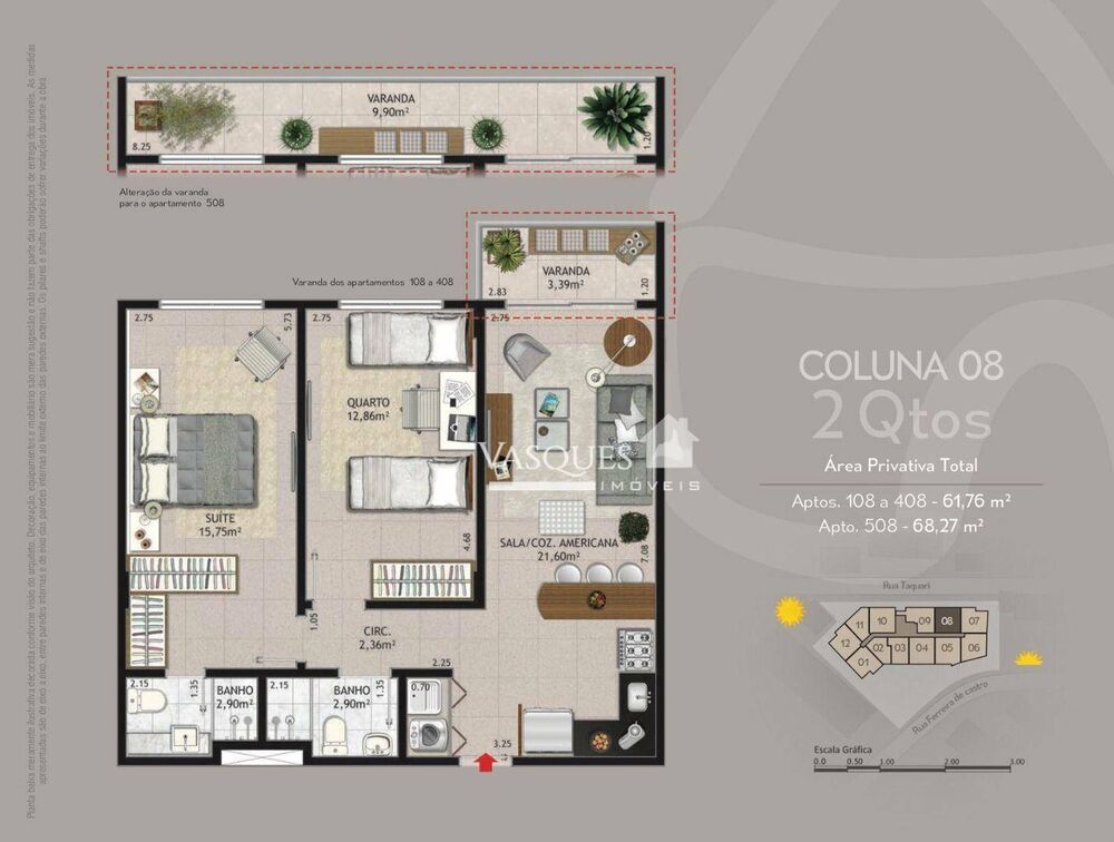 Apartamento à venda com 1 quarto, 48m² - Foto 3