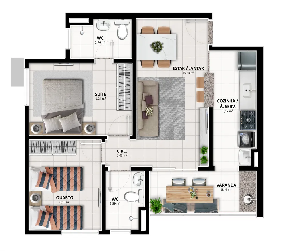 Apartamento, 2 quartos, 59 m² - Foto 13
