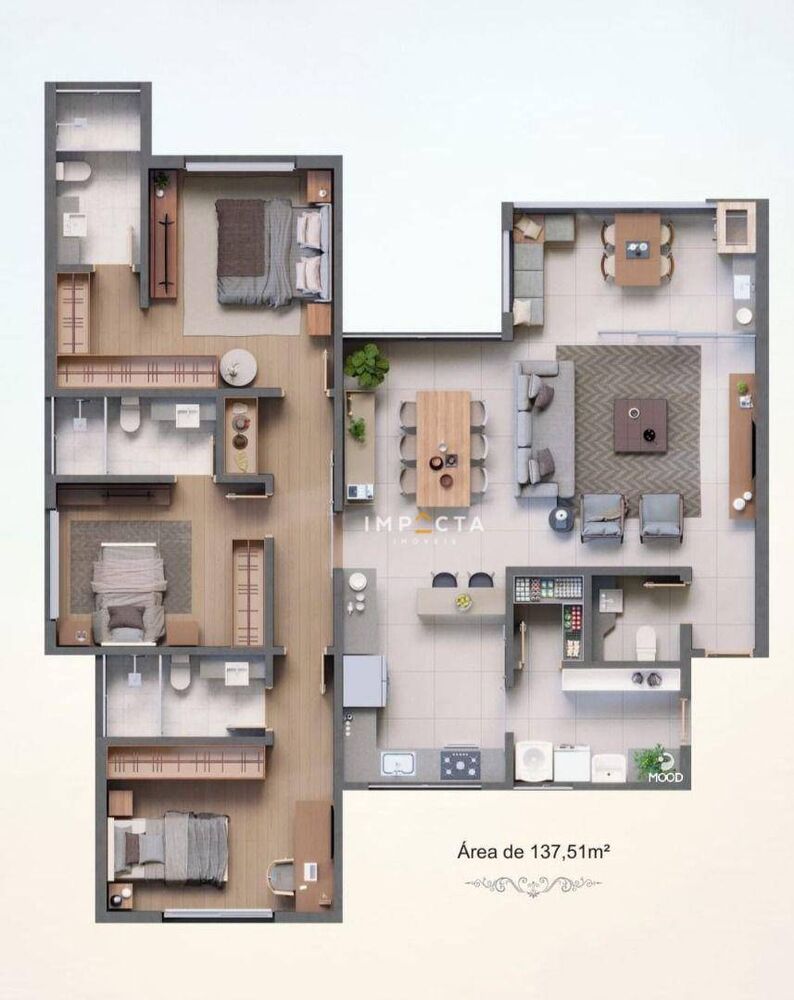 Apartamento à venda com 3 quartos, 137m² - Foto 2