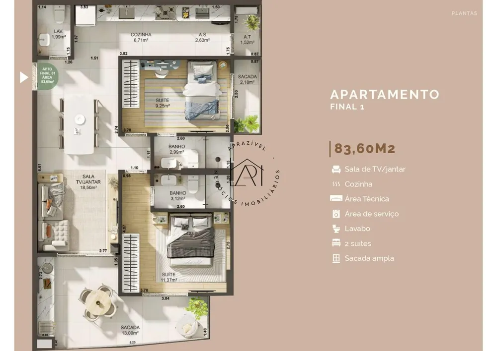Apartamento, 2 quartos, 80 m² - Foto 3