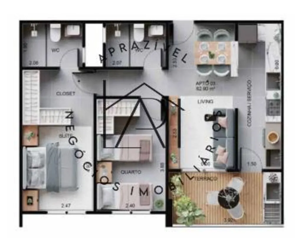 Apartamento, 2 quartos, 62 m² - Foto 2