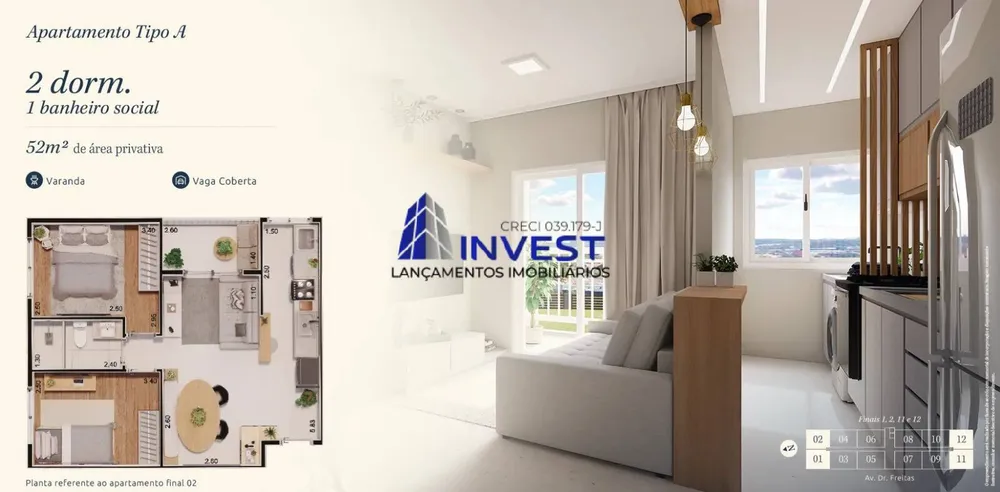 Apartamento, 2 quartos, 52 m² - Foto 2