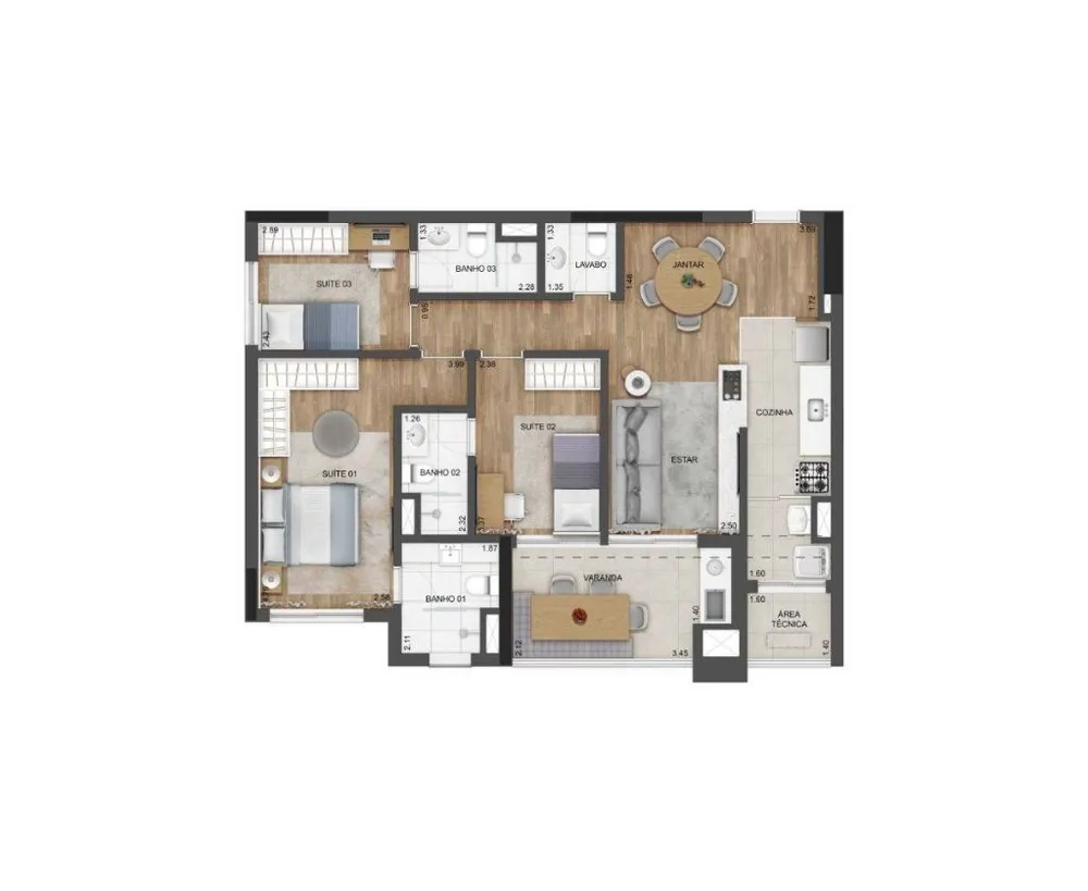Apartamento, 2 quartos, 93 m² - Foto 3