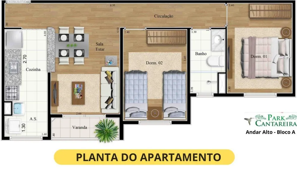 Apartamento, 2 quartos - Foto 3