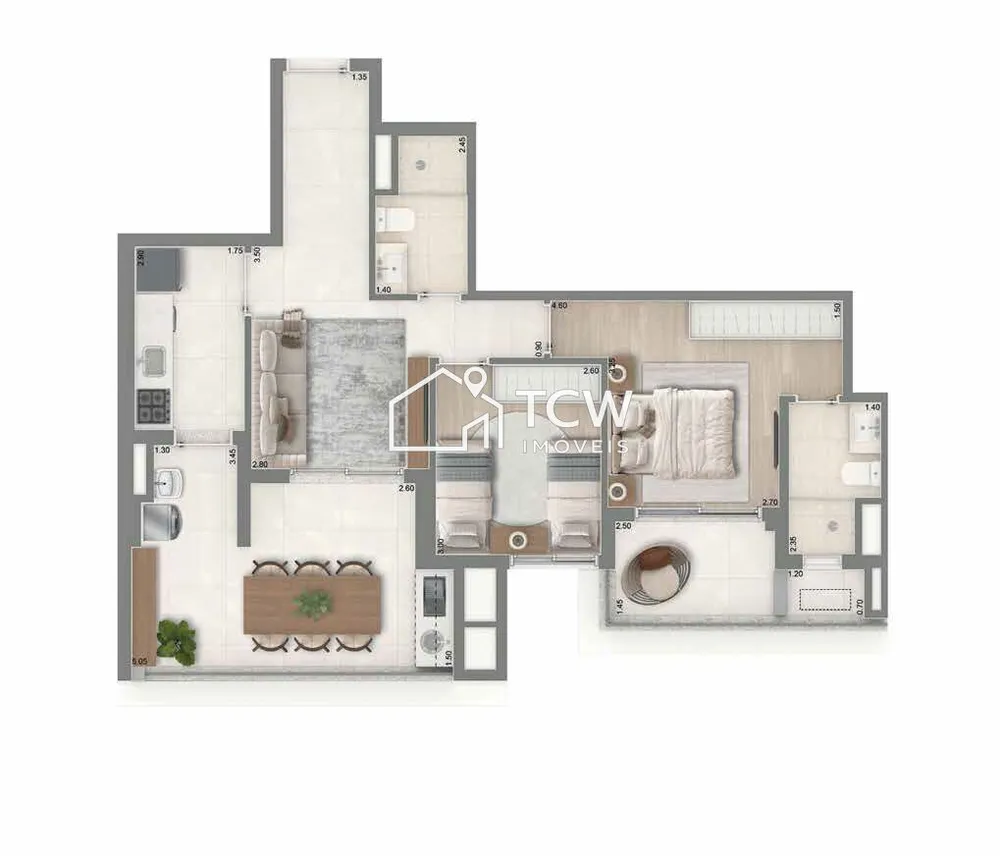Apartamento, 2 quartos, 76 m² - Foto 2