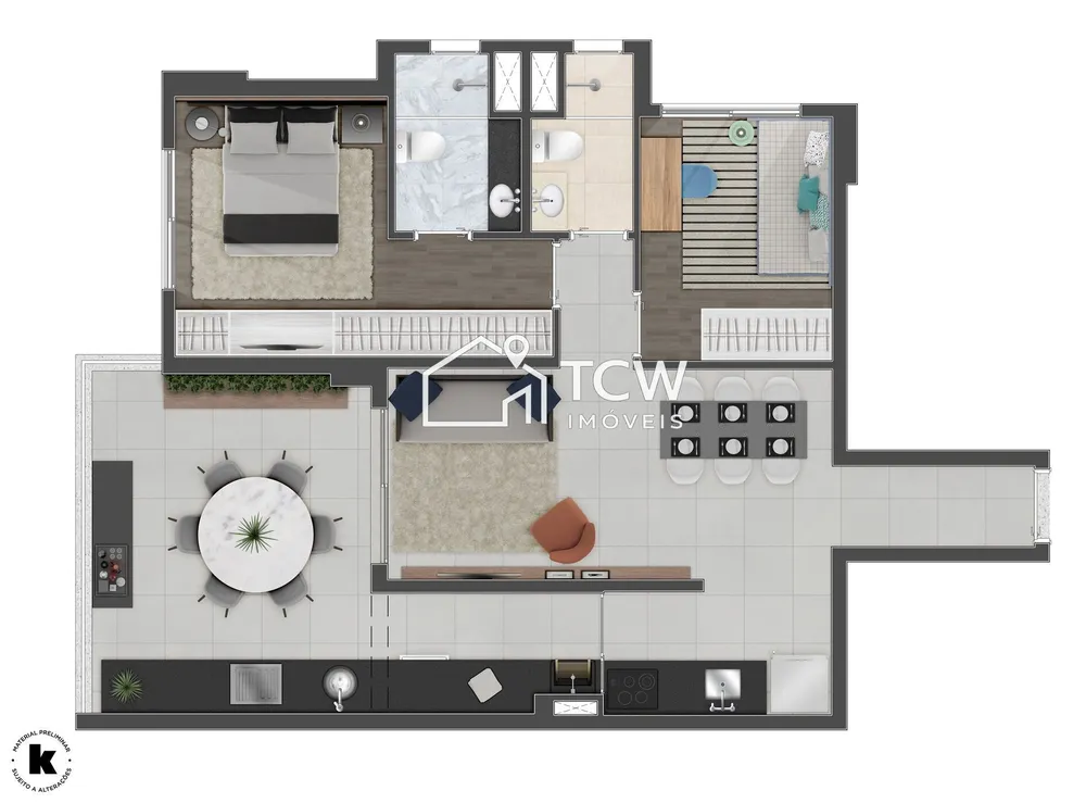 Apartamento, 2 quartos, 74 m² - Foto 2