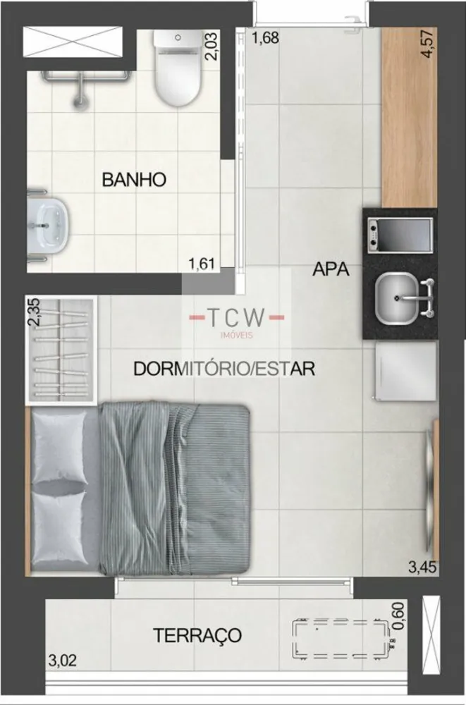 Apartamento, 1 quarto, 20 m² - Foto 8