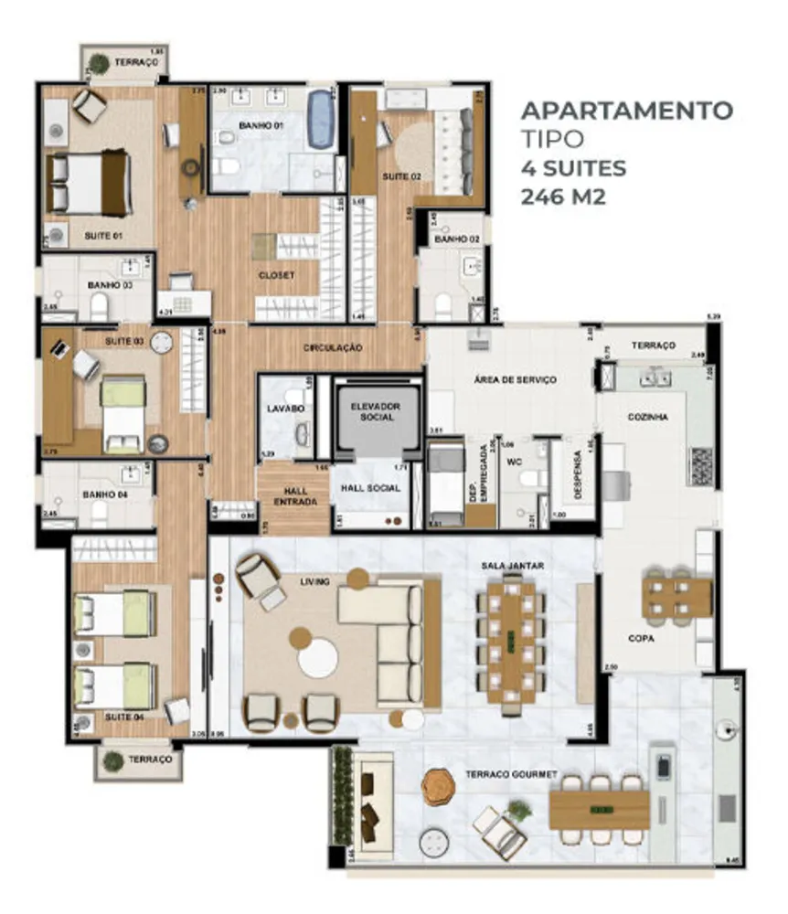 Apartamento, 4 quartos, 246 m² - Foto 3