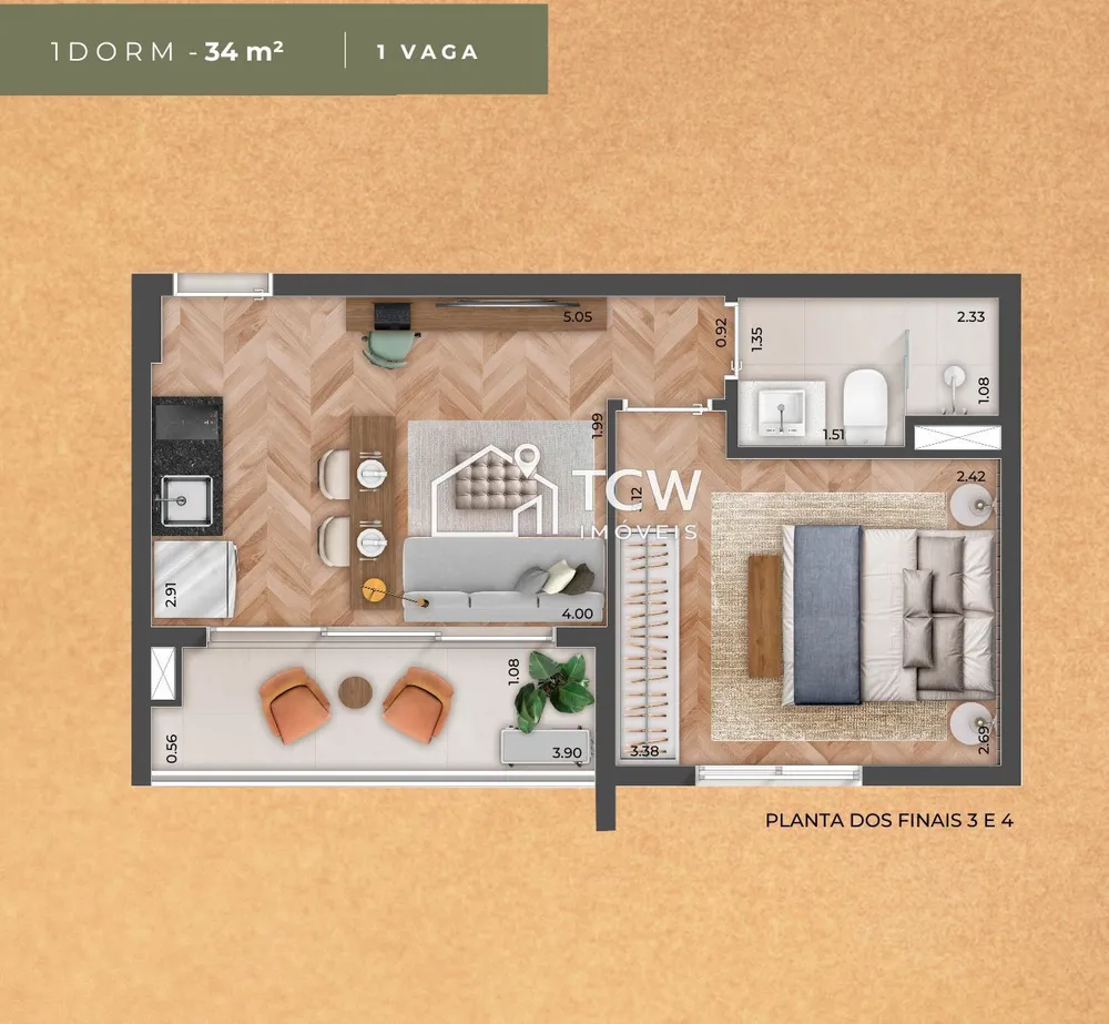 Apartamento, 1 quarto, 34 m² - Foto 11