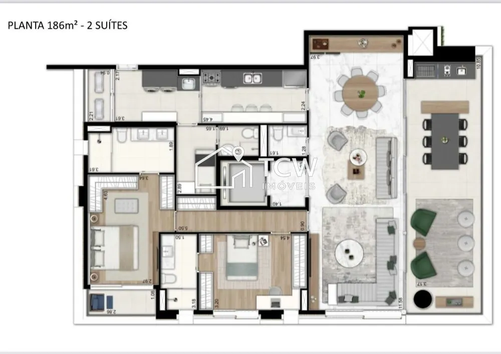 Apartamento, 2 quartos, 186 m² - Foto 12