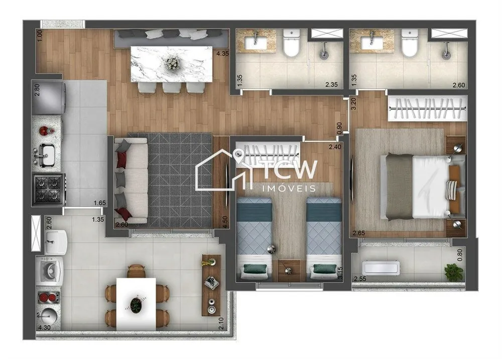 Apartamento, 2 quartos, 65 m² - Foto 3