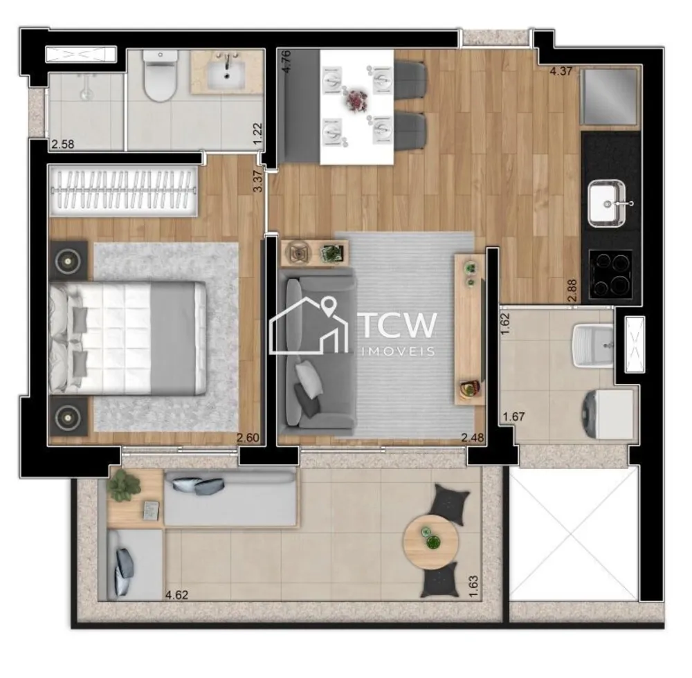 Apartamento, 1 quarto, 48 m² - Foto 6