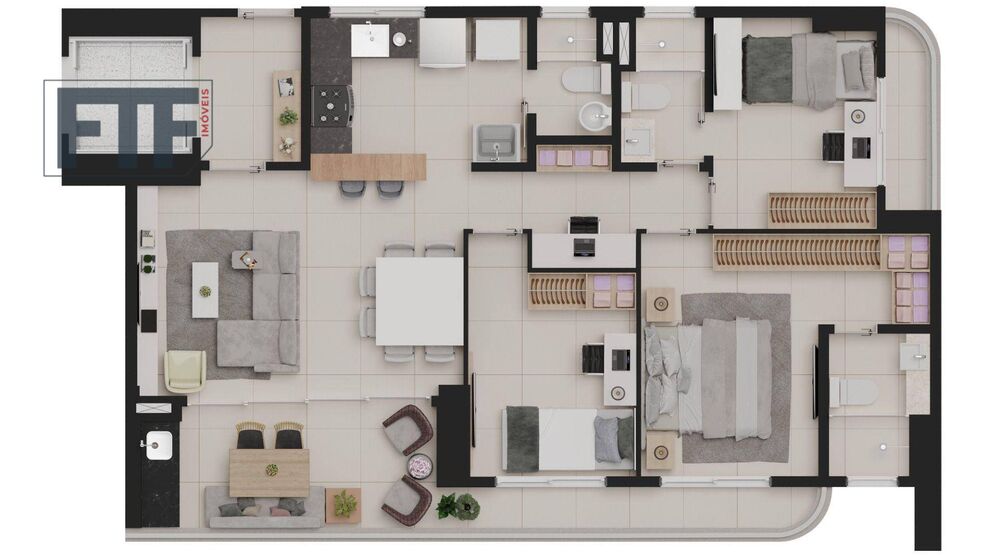 Apartamento, 3 quartos, 90 m² - Foto 1