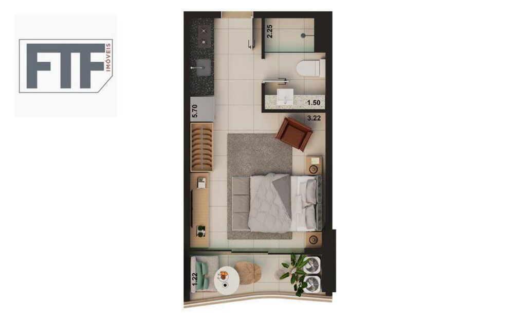 Apartamento, 2 quartos, 25 m² - Foto 12