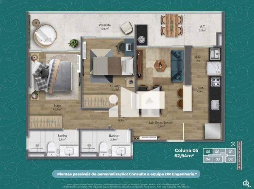 Apartamento, 2 quartos, 62 m² - Foto 6