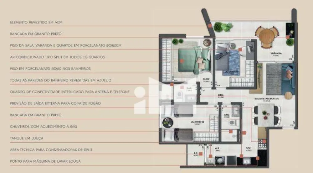 Apartamento, 2 quartos, 60 m² - Foto 1