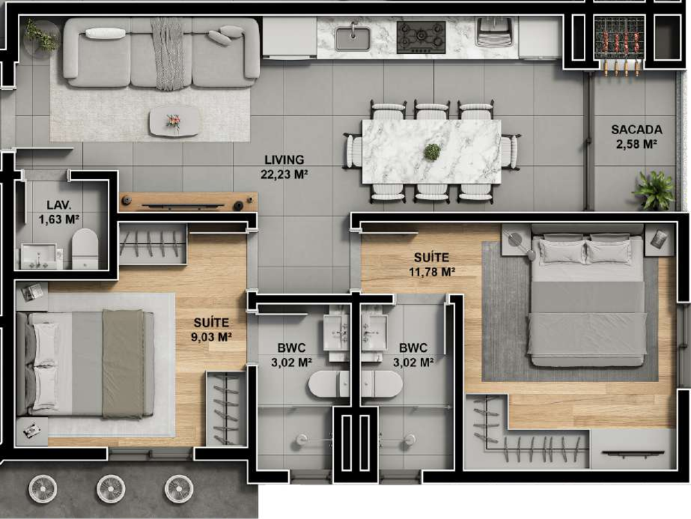 Apartamento, 2 quartos, 56 m² - Foto 8