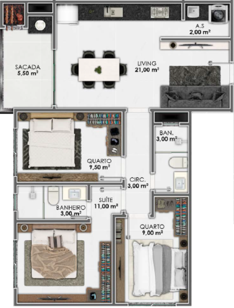 Apartamento, 3 quartos, 70 m² - Foto 5