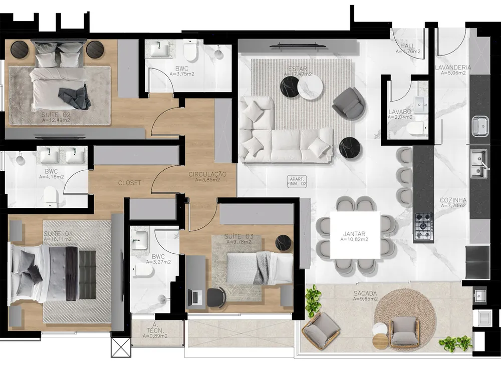 Cobertura, 3 quartos, 249 m² - Foto 1