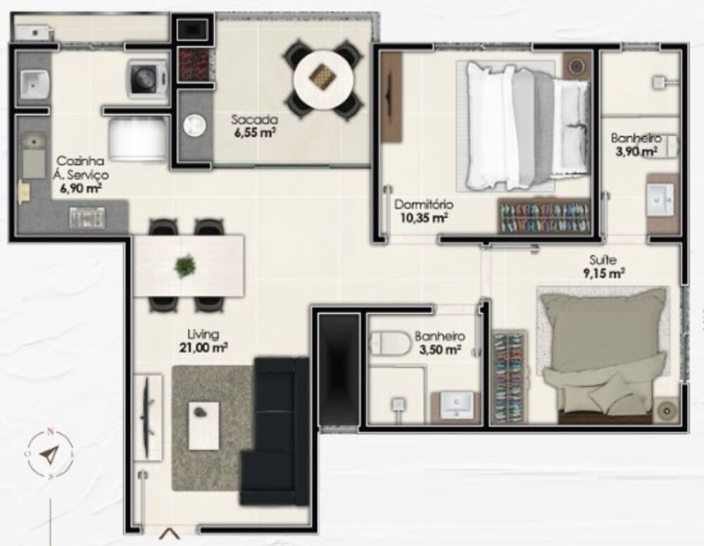 Apartamento, 2 quartos, 61 m² - Foto 1
