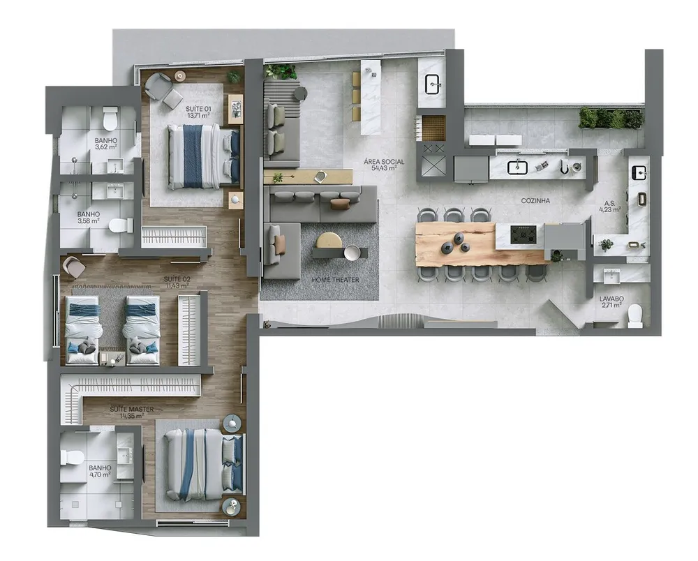 Apartamento, 3 quartos, 141 m² - Foto 2