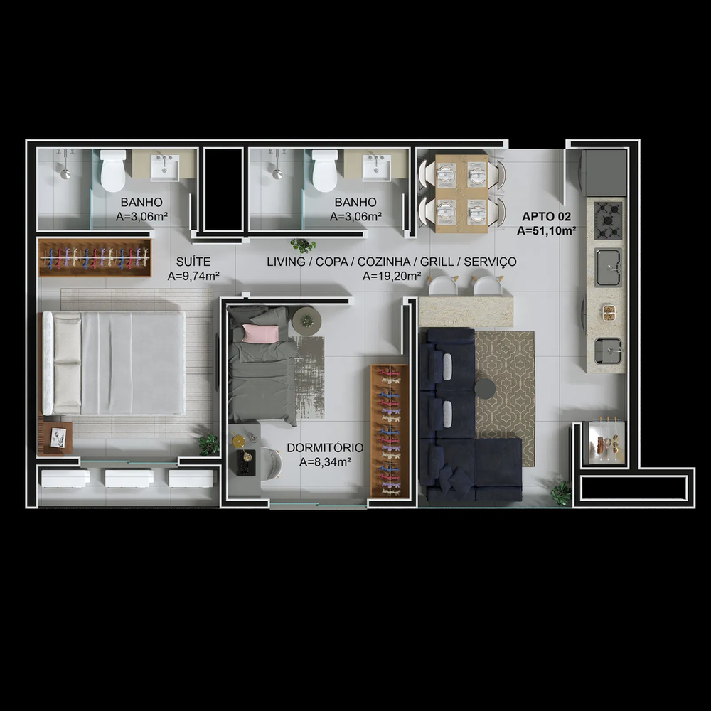 Apartamento, 2 quartos, 51 m² - Foto 14