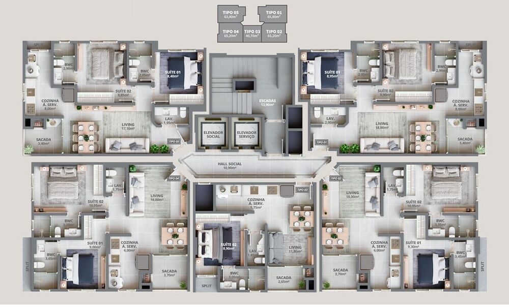 Apartamento, 2 quartos, 66 m² - Foto 2