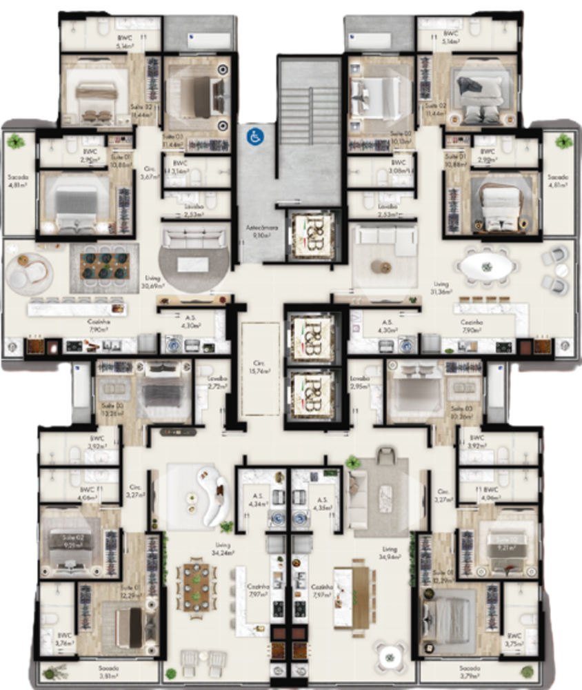 Apartamento, 3 quartos, 122 m² - Foto 1