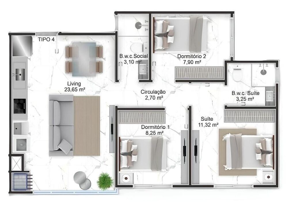 Apartamento, 3 quartos, 69 m² - Foto 4