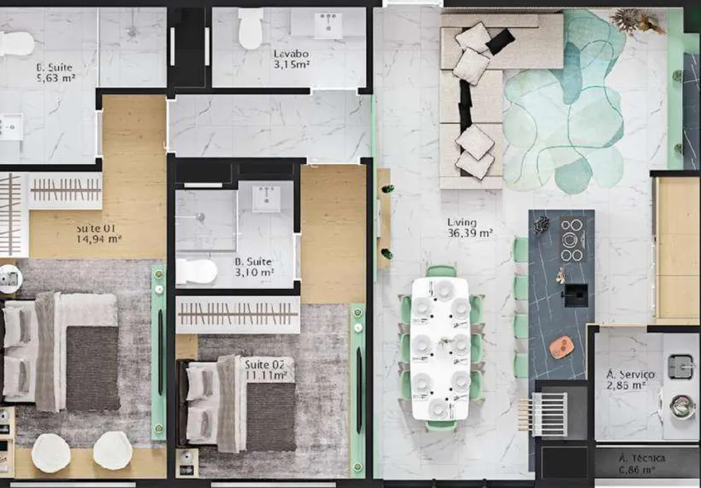 Apartamento, 2 quartos, 90 m² - Foto 17