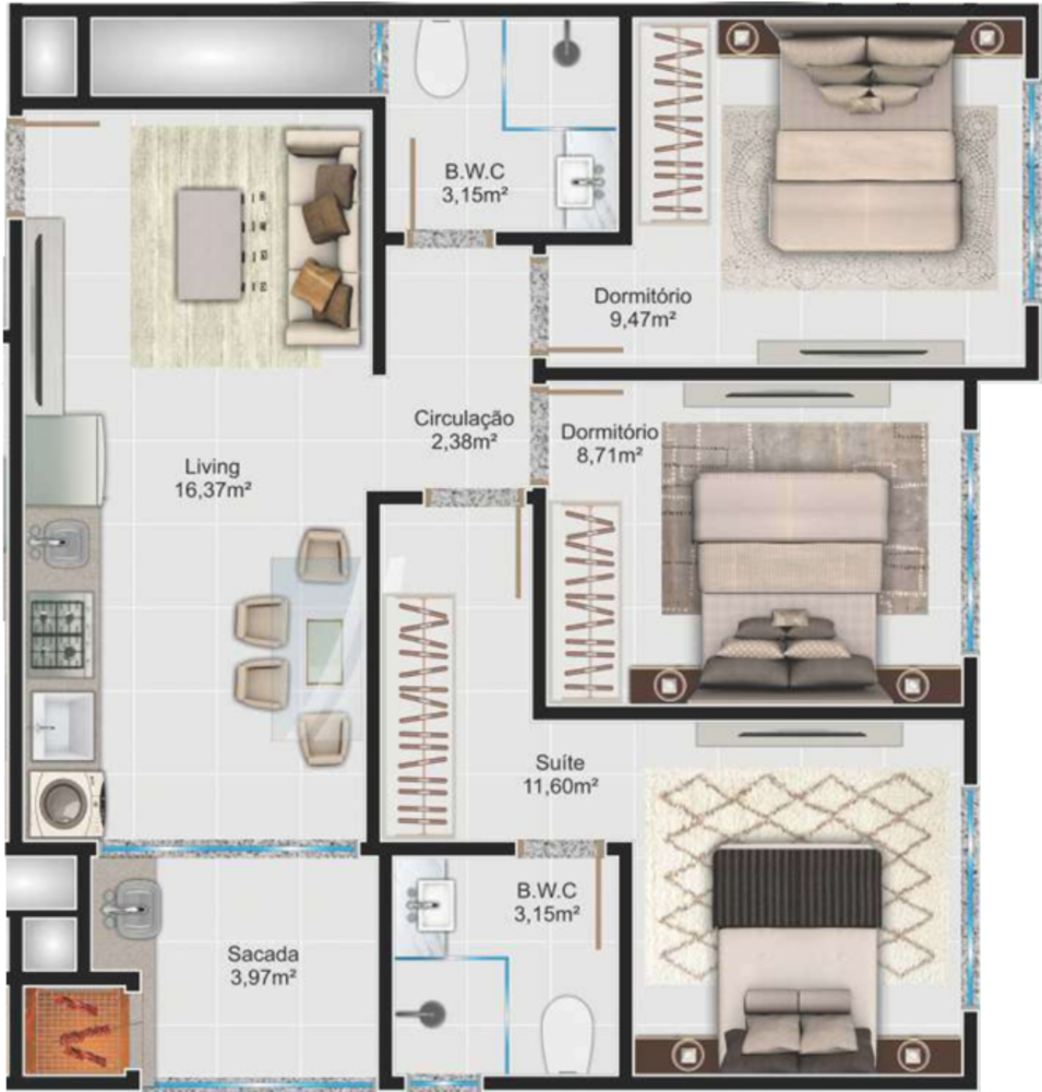 Apartamento, 2 quartos, 68 m² - Foto 8