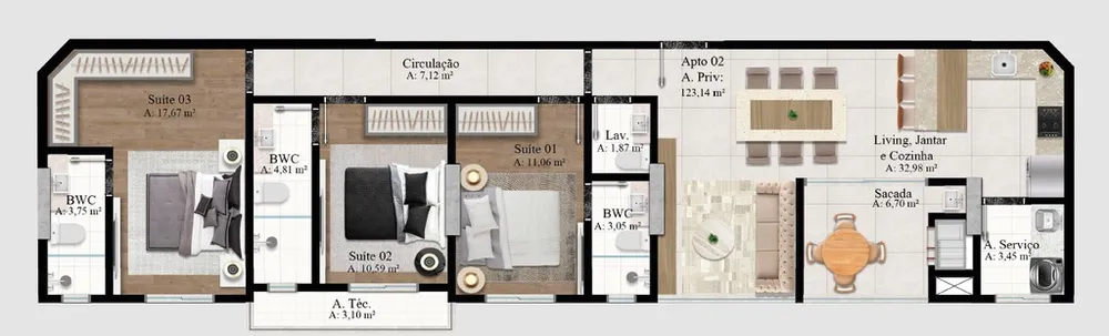 Apartamento, 3 quartos, 123 m² - Foto 15