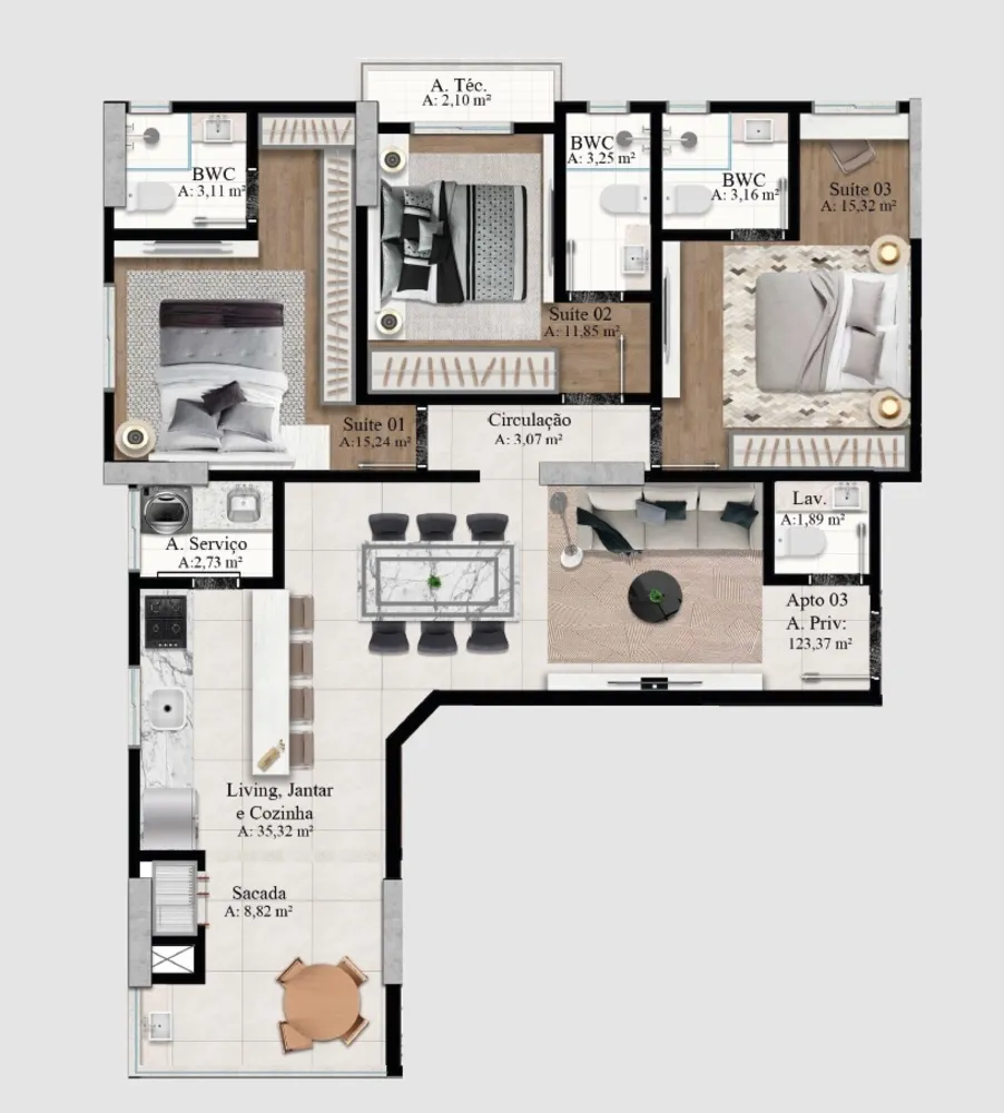 Apartamento, 3 quartos, 123 m² - Foto 16