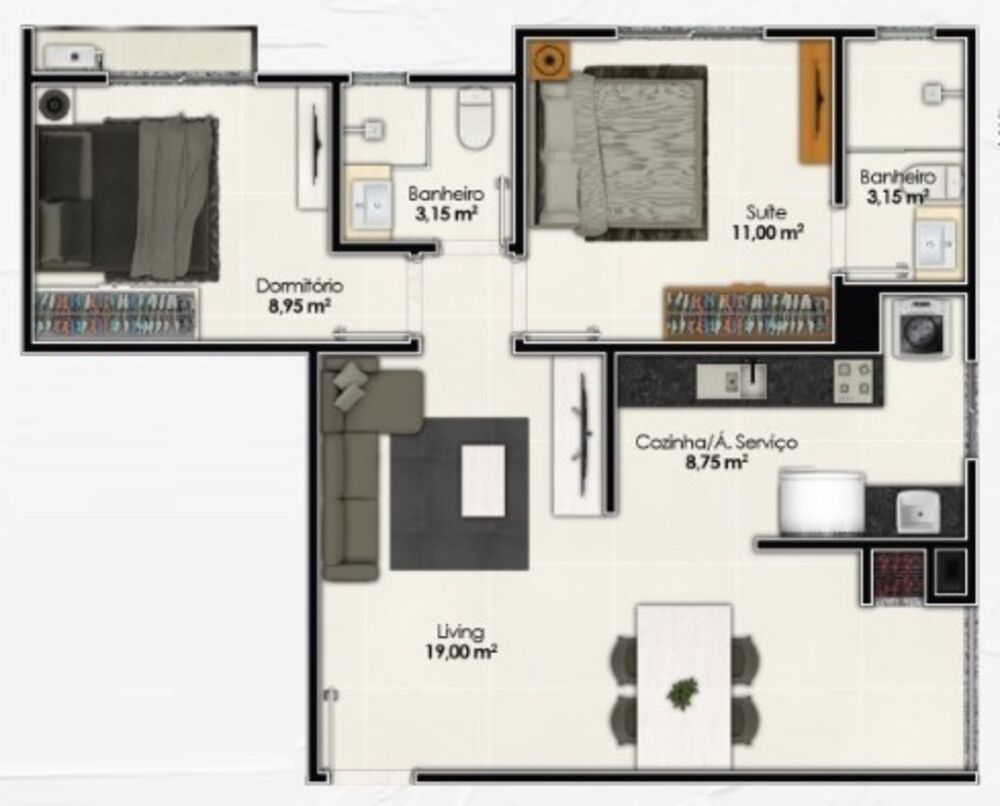 Apartamento, 2 quartos, 66 m² - Foto 2