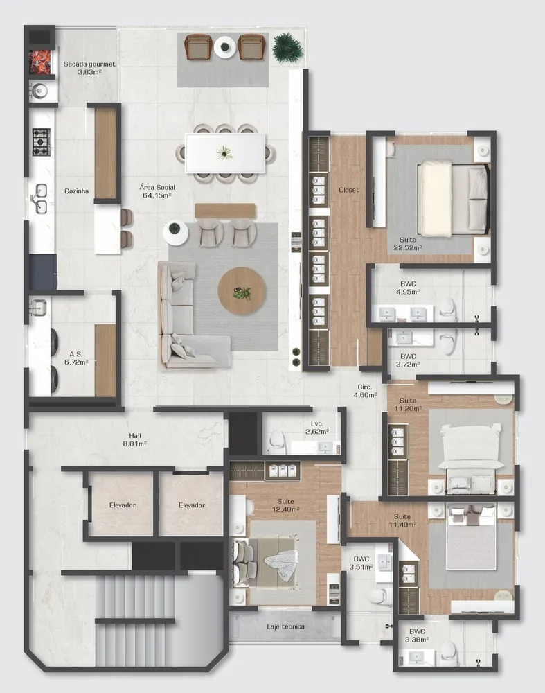 Cobertura, 5 quartos, 344 m² - Foto 8