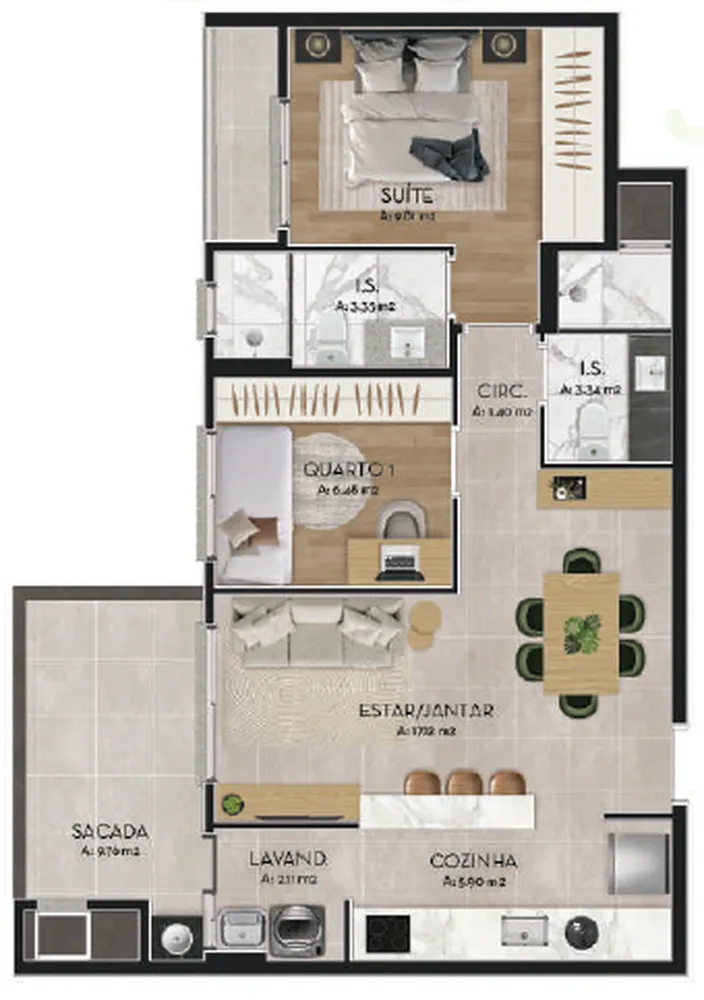 Apartamento, 2 quartos, 66 m² - Foto 2